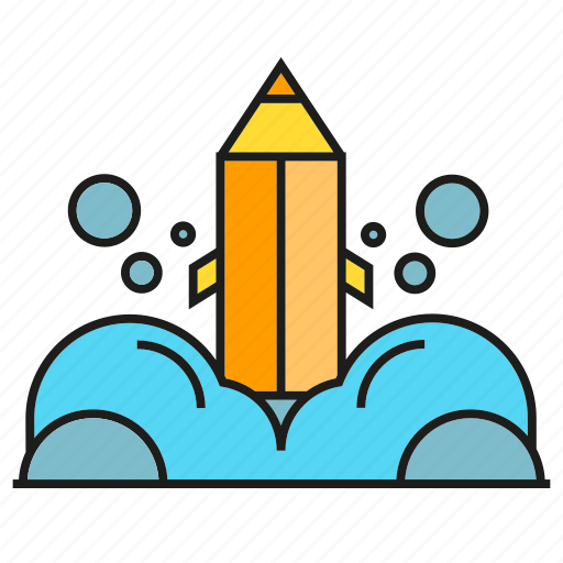 Bubble, design, launch, pencil, rocket, spaceship, startup icon - Download on Iconfinder