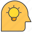 bulb, creative, head, idea, light, smart, thinking 