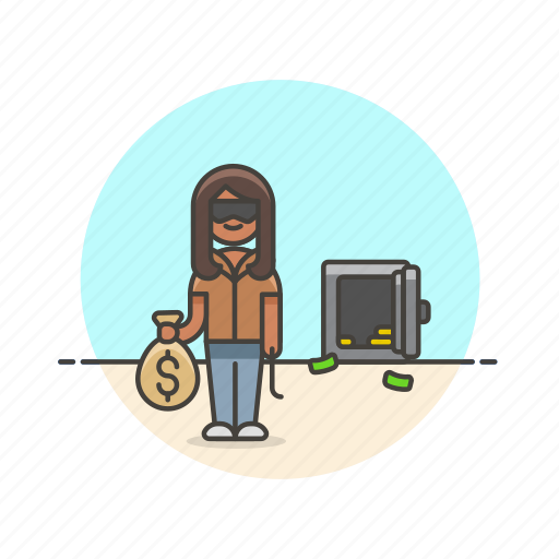 Crime, police, safe, thief, money, steal, woman icon - Download on Iconfinder