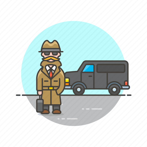 Crime, detective, police, incognito, investigator, man, van icon - Download on Iconfinder