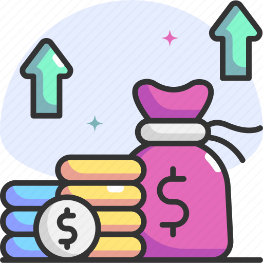 Money bag, raise, funds, growth, currency, increase icon - Download on Iconfinder
