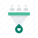 crowd, crowdfunding, favourite, funding, funnel, heart, support