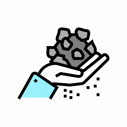 Hand, holding, stone, crushed, mining, heavy icon - Download on Iconfinder