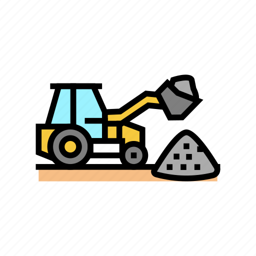 Tractor, stone, gravel, loading, machine, crushed icon - Download on Iconfinder