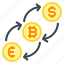 exchange, dollar, bitcoin, crypto, digital, money, cryptocurrency 