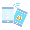 bitcoin, blockchain, connect, key, lock, security, smart phone, wifi