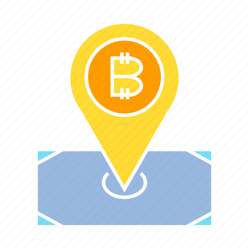 Bitcoin, blockchain, location, pin, pointer icon - Download on Iconfinder
