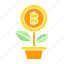 bitcoin, cryptocurrency, growth, invest, plant 