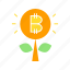 bitcoin, blockchain, coin, cryptocurrency, growth, plant, value 