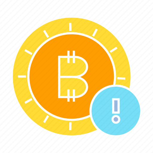 Alert, bitcoin, coin, cryptocurrency, warning icon - Download on Iconfinder