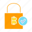 bitcoin, blockchain, check, cryptocurrency, secure, shopping, shopping bag 