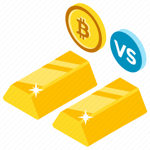 Bitcoin vs gold, btc vs gold, cryptocurrency vs gold, gold and bitcoin, investment concept icon - Download on Iconfinder