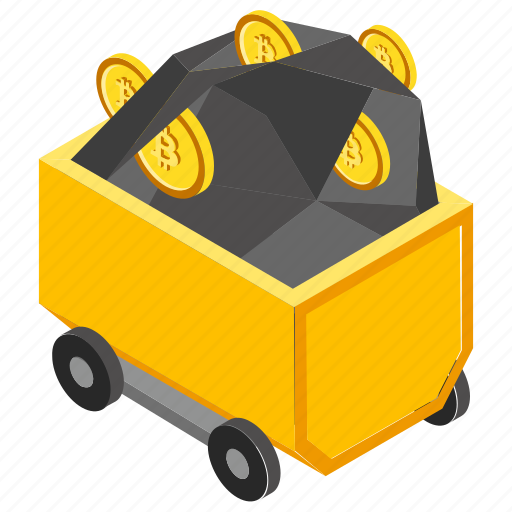 Bitcoin mining trolley, crypto mining, cryptocurrency mining, mining cart, mining trolley icon - Download on Iconfinder