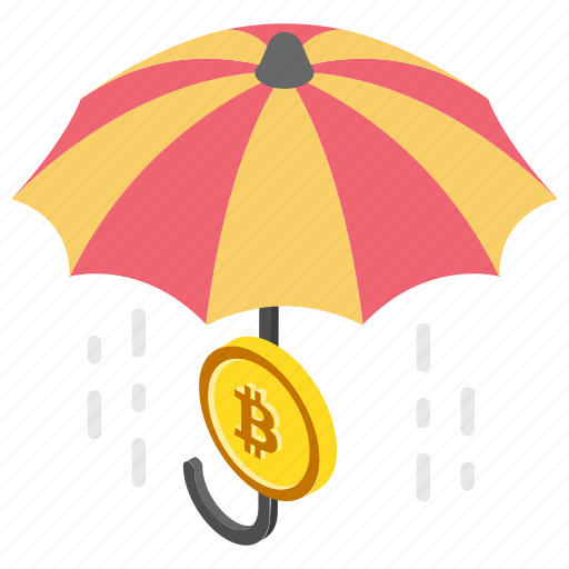 Bitcoin and umbrella, bitcoin insurance, bitcoin security, cryptocurrency insurance, secure cryptocurrency icon - Download on Iconfinder