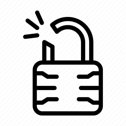 Broken, protection, lock, security, padlock icon - Download on Iconfinder