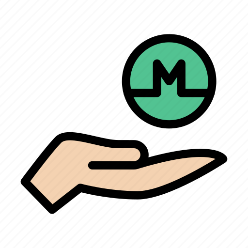 Crypto, paying, hand, monero, currency icon - Download on Iconfinder