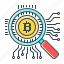 bitcoin, control, cryptocurrency, magnifier, search 