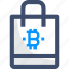 bitcoin, cryptocurrency, shopping bag 