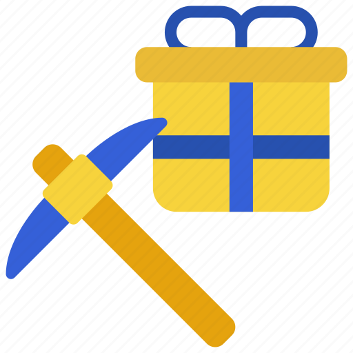 Mining, incentive, pickaxe, present, gift icon - Download on Iconfinder
