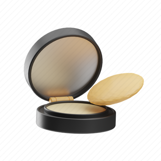 Face powder, powder, compact powder, puff, pressed powder, beauty cosmetics, makeup 3D illustration - Download on Iconfinder