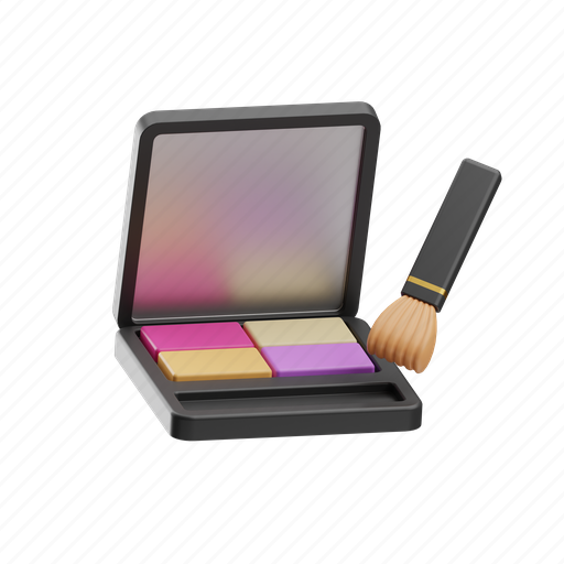 Makeup palette, shimmer, eyeshadow, brush, blush on, beauty cosmetics, makeup 3D illustration - Download on Iconfinder