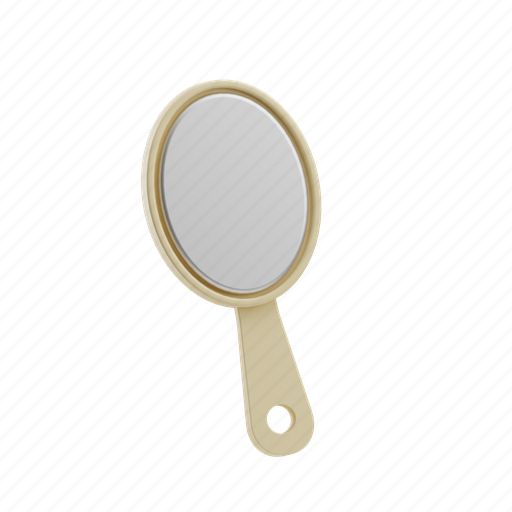 Mirror, reflection, handheld, looking glass, hand mirror, beauty cosmetics, makeup 3D illustration - Download on Iconfinder