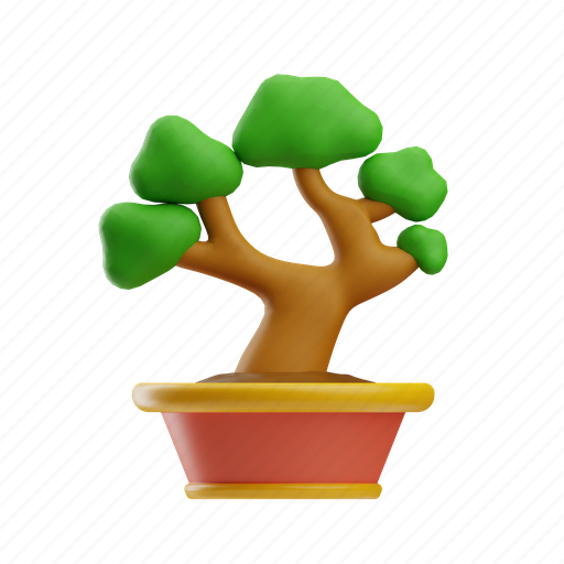 Bonsai, plant, feng shui, pot, botanical, chinese new year, cny 3D illustration - Download on Iconfinder