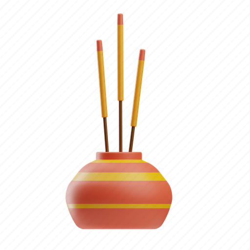 Incense stick, aromatherapy, candle, burner, pray, chinese new year, cny 3D illustration - Download on Iconfinder