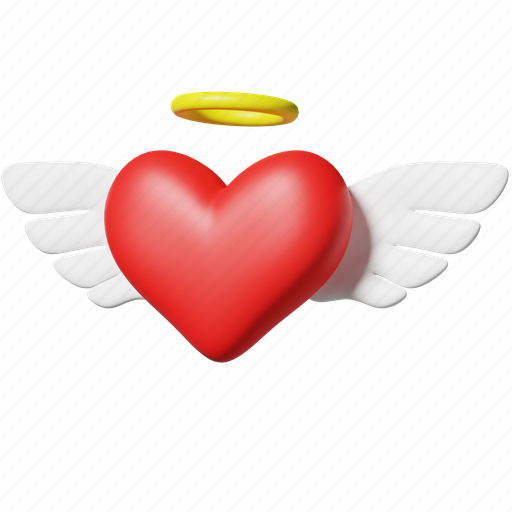Love with angel wing, cupid, flying, love, heart, dating, valentine 3D illustration - Download on Iconfinder