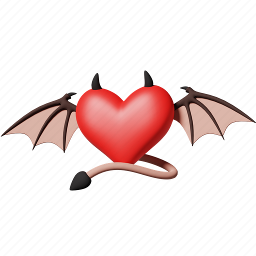 Love with devil wing, evil, naughty, love, heart, dating, valentine 3D illustration - Download on Iconfinder