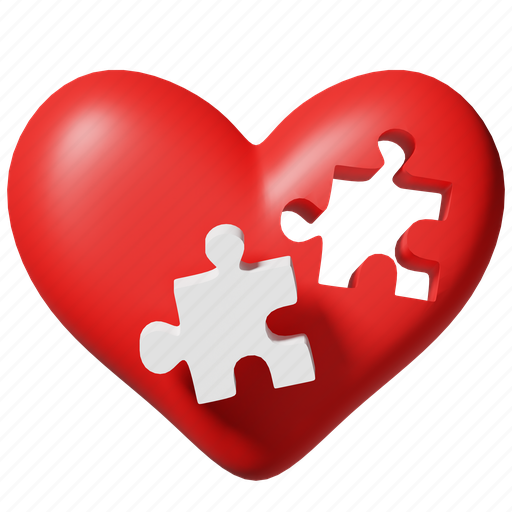 Puzzle love, jigsaw, lovely, love, heart, dating, valentine 3D illustration - Download on Iconfinder
