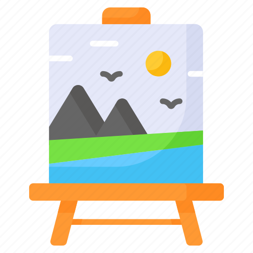 Canvas, painting, artwork, landscape, mountains, easel, board icon - Download on Iconfinder