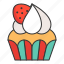 bakery, cake, cupcake, dessert, food, muffin, strawberry, sweets 