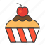 bakery, cake, cherry, cupcake, dessert, food, muffin, sweets 