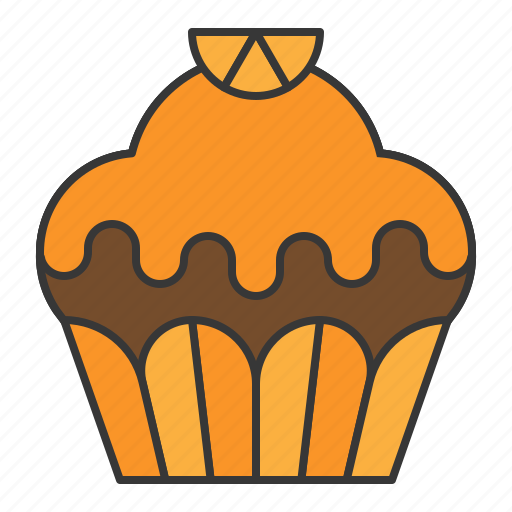 Bakery, cake, cupcake, dessert, food, muffin, orange icon - Download on Iconfinder