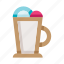 coffee, ice cream, dessert, scoops, glasse, mug, cup 