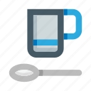 cup, spoon, coffee, tea, mug, beverage, drink