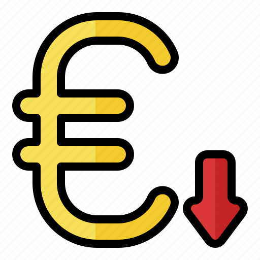 Euro, down, decrease, arrow, currency, economy, finance icon - Download on Iconfinder