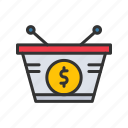 - dollar basket, dollar, cart, basket, bucket, money, shopping, ecommerce