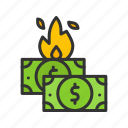 - dollar on fire, dollar, fire, money, currency, cash, business, banking