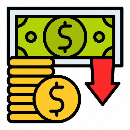 Dollar, down, money, currency, bankruptcy icon - Download on Iconfinder