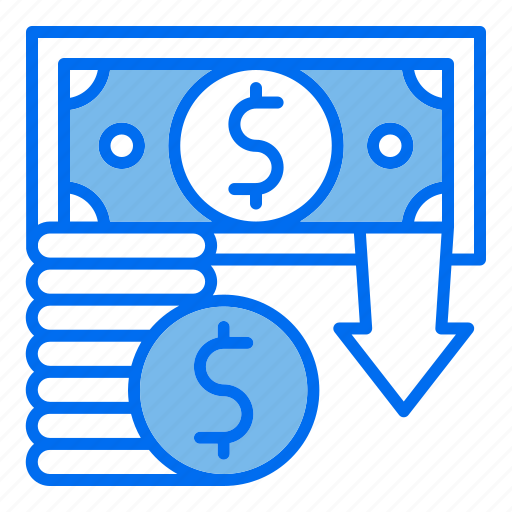 1, dollar, down, money, currency, bankruptcy icon - Download on Iconfinder