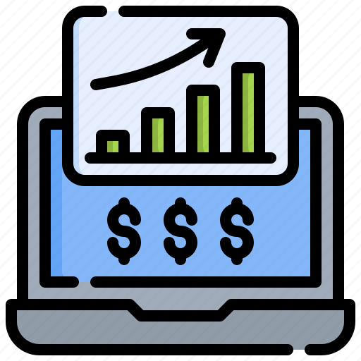 Profit, bar, chart, growth, laptop, dollar icon - Download on Iconfinder