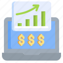 profit, bar, chart, growth, laptop, dollar