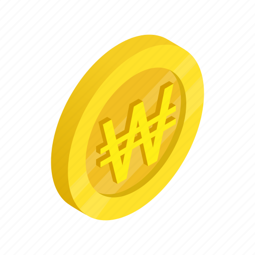 Coin, currency, finance, gold, isometric, south, won icon - Download on Iconfinder
