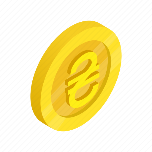 Coin, currency, finance, gold, hryvnia, isometric, ukraine icon - Download on Iconfinder