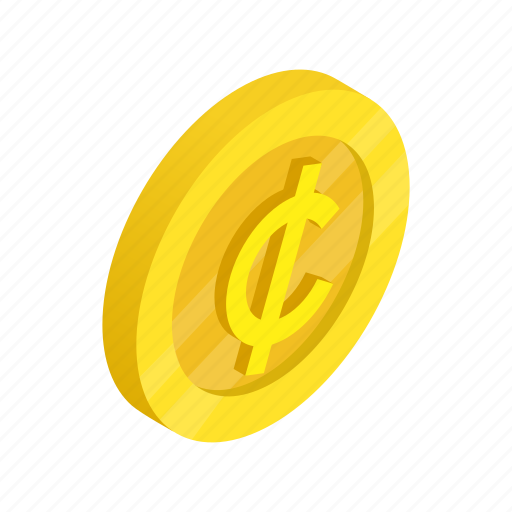 Cent, coin, currency, finance, gold, isometric, wealth icon - Download on Iconfinder