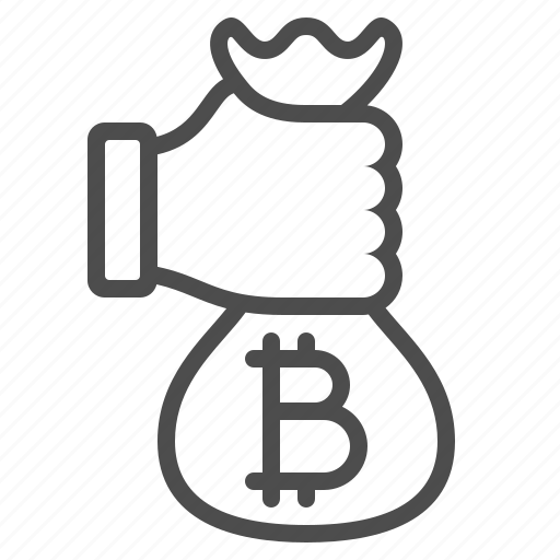 Bitcoin, buying, hand, money bag, paying, savings, transaction icon - Download on Iconfinder