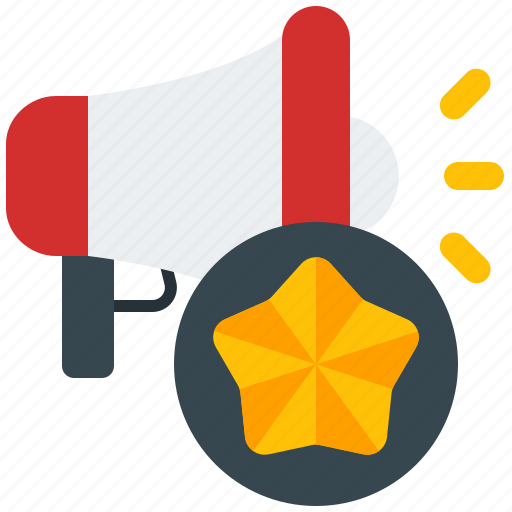 Brand, awareness, customer, loyalty, star, megaphone icon - Download on Iconfinder