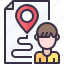 document, location, map, navigation, paper, report 